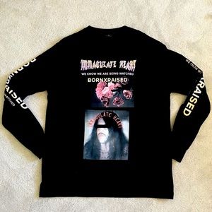 BORN X RAISED Immaculate heart long sleeve shirt BLK size XL